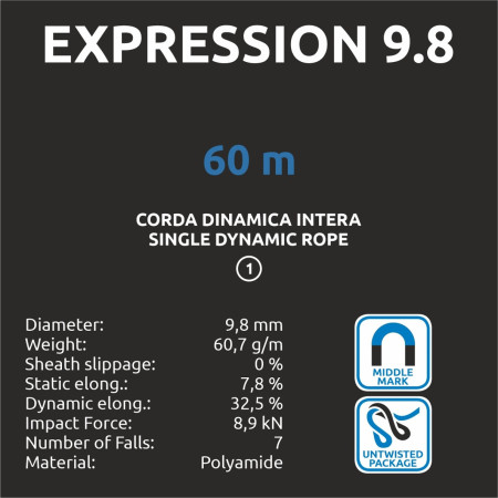 Въже за алпинизъм Camp Expression 9.8 - 60m