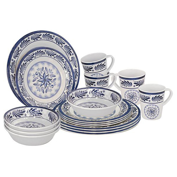 Комплект прибори Bo-Camp Old Dutch 16 100% Melamine синьо/бял Blue/White