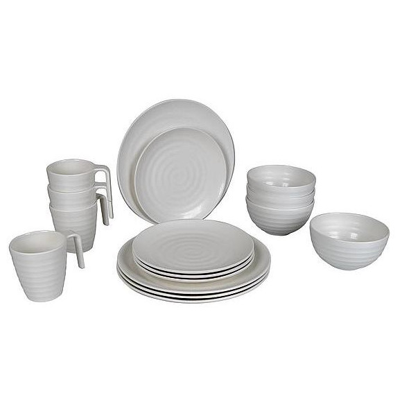 Комплект прибори Bo-Camp Tableware 100% Melamine Stone бял Natural