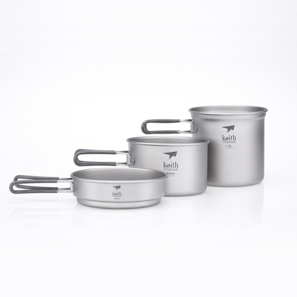 Комплект прибори Keith Titanium Titanium pot and Pan Cook Set 3-Piece сив