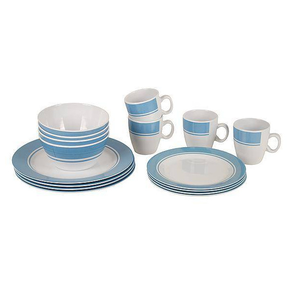 Комплект прибори Bo-Camp Dinner set 16 бял/син  blauw