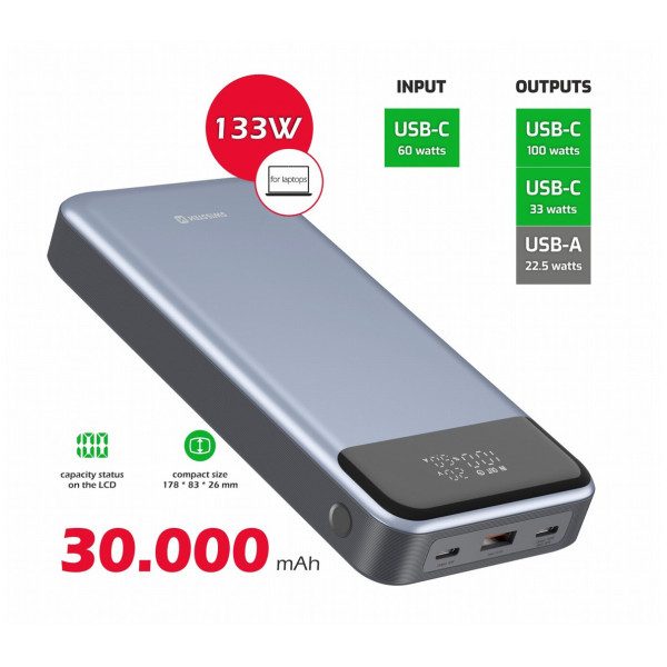 Външно зарядно устройство Swissten POWER BANK 30000 mAh