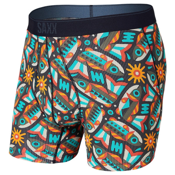 Боксерки Saxx Quest Boxer Brief Fly син/оранжев MultiFishAreFly