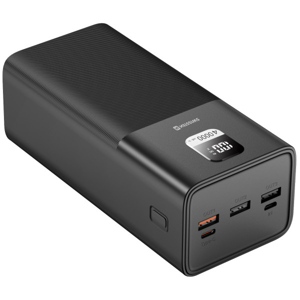 Външно зарядно устройство Swissten Power Line 40000 mAh 100W черен Black