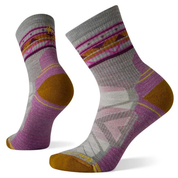 Дамски чорапи Smartwool Hike Light Cushion Zig Zag Valley Mid Crew Socks сив-лилав