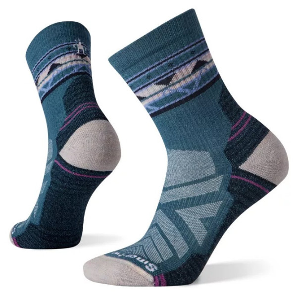 Дамски чорапи Smartwool Hike Light Cushion Zig Zag Valley Mid Crew Socks син/сив