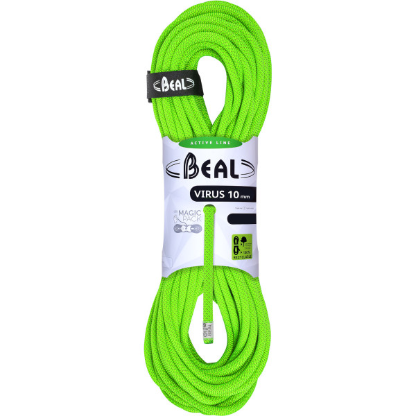 Въже за алпинизъм Beal Virus 10 mm (50 m) зелен SolidGreen