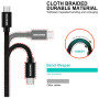 Кабел за зареждане и пренос на данни Swissten Textile USB / USB-C 2 m