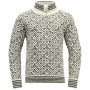 Пуловер Devold Svalbard Wool Zip Neck бял/сив OFFWHITE/ANTHRACITE